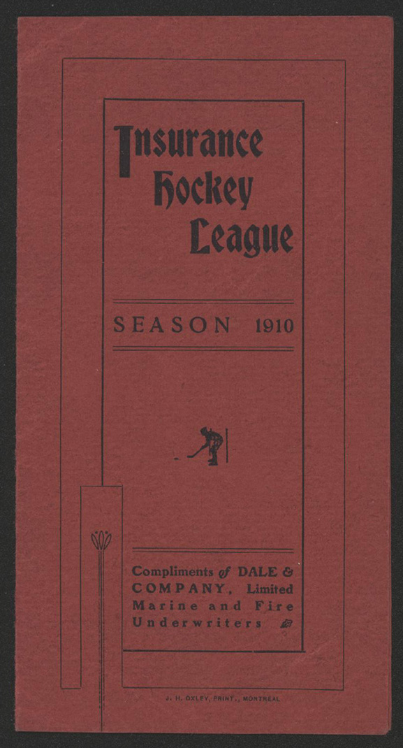 1910 Insurance HOCKEY LEAGUE, Canada, Schedule  