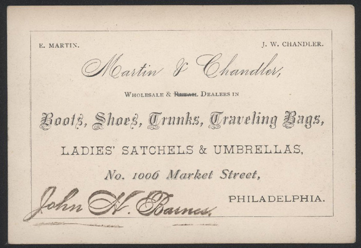 1876 Centennial Worlds Fair Boots & Shoes Trade Card  