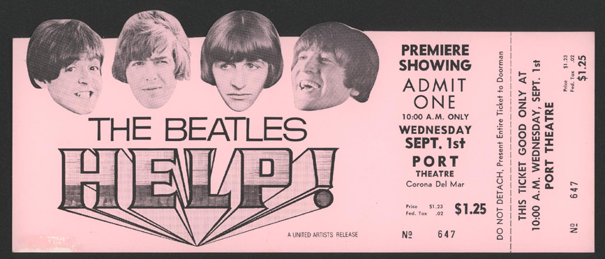 The Beatles Help Movie Premiere Showing Full Ticket Ebay