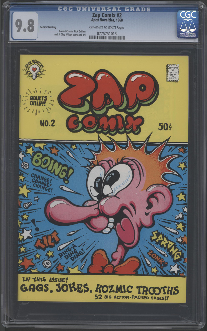 ZAP Comix #2, 2nd Print, 1968   CGC Grade 9.8  